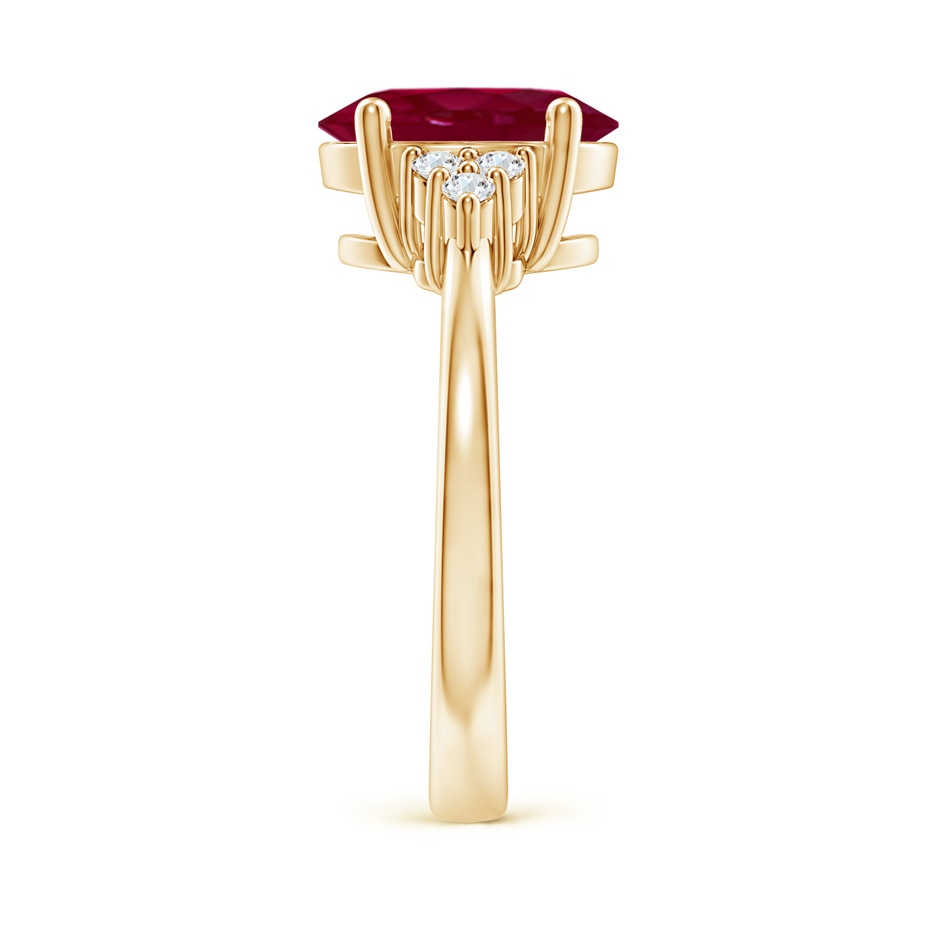 10x8mm A Solitaire Oval Ruby and Diamond Promise Ring in Yellow Gold side 299