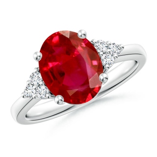 10x8mm AAA Solitaire Oval Ruby and Diamond Promise Ring in P950 Platinum