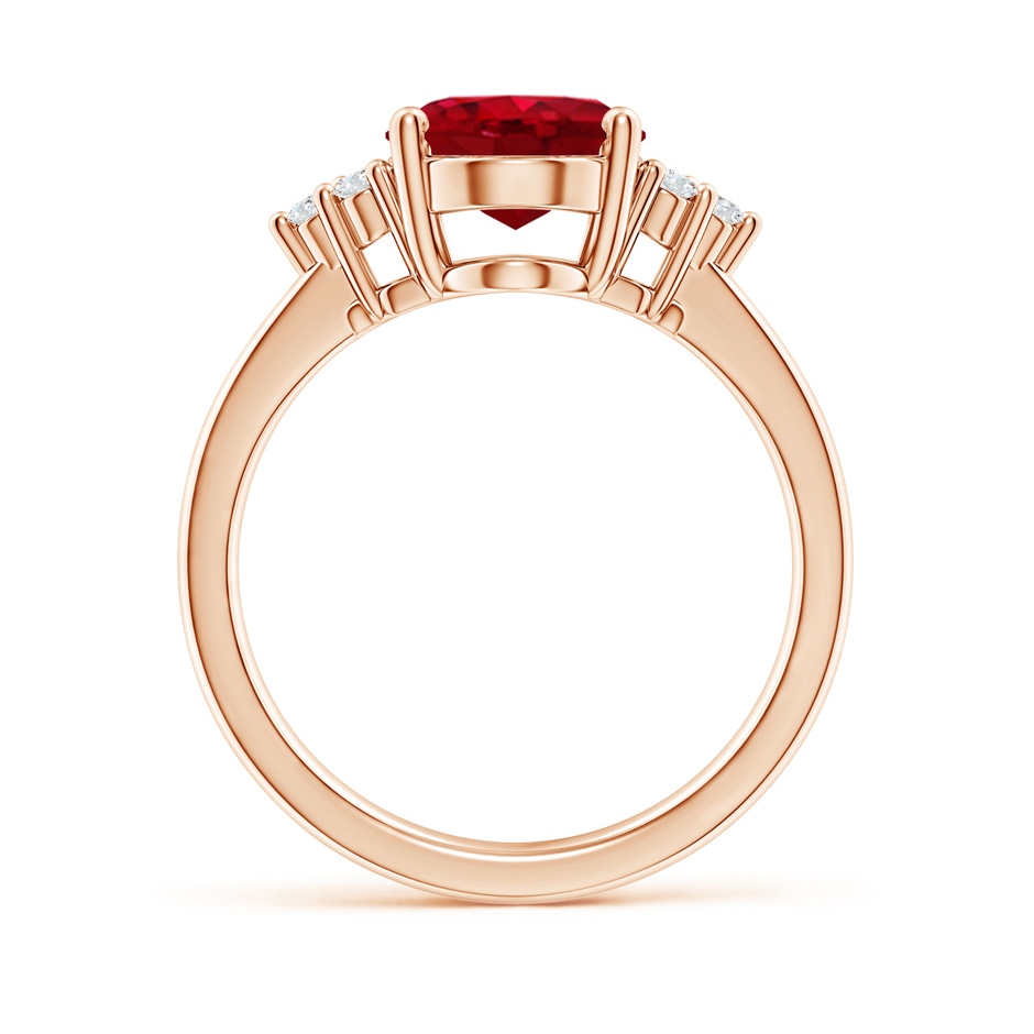 10x8mm AAA Solitaire Oval Ruby and Diamond Promise Ring in Rose Gold side 199