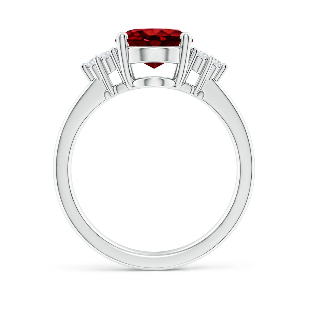 10x8mm AAAA Solitaire Oval Ruby and Diamond Promise Ring in P950 Platinum - side 199