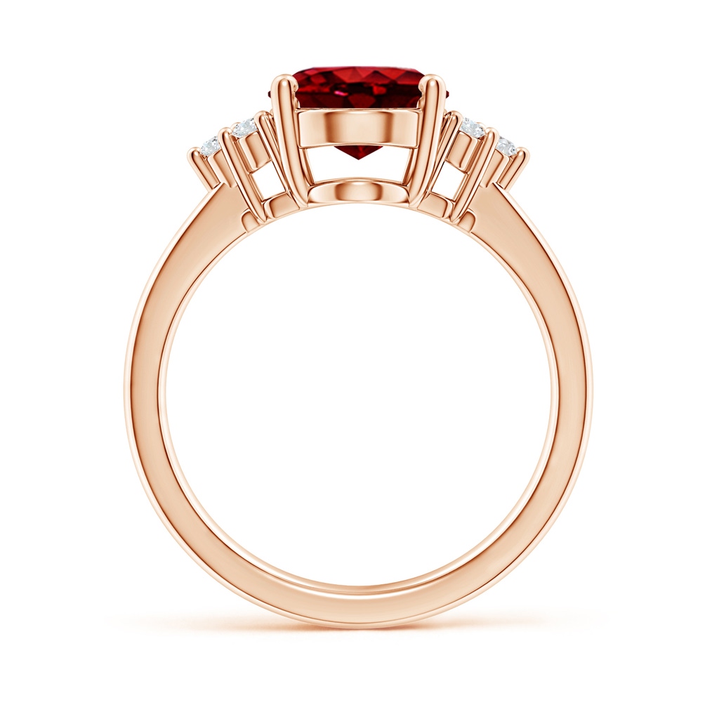 10x8mm AAAA Solitaire Oval Ruby and Diamond Promise Ring in Rose Gold - side 199