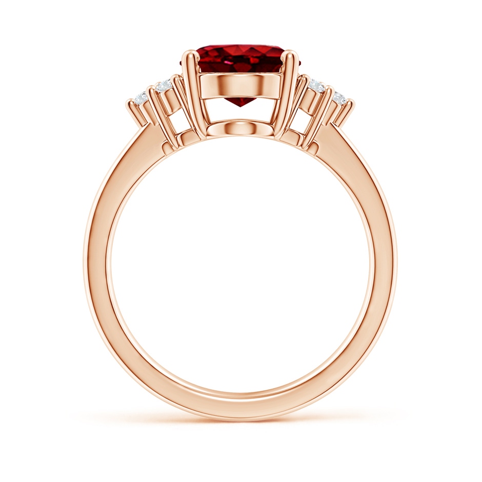 10x8mm AAAA Solitaire Oval Ruby and Diamond Promise Ring in Rose Gold side 199