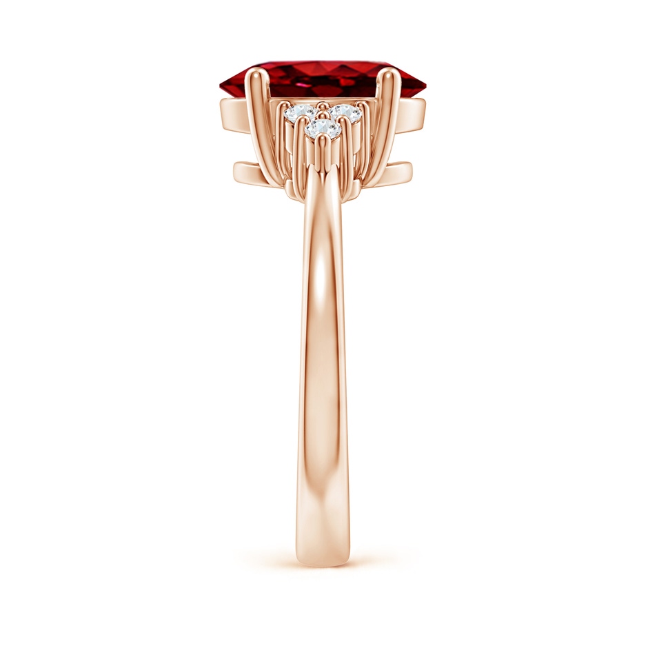 10x8mm AAAA Solitaire Oval Ruby and Diamond Promise Ring in Rose Gold side 299