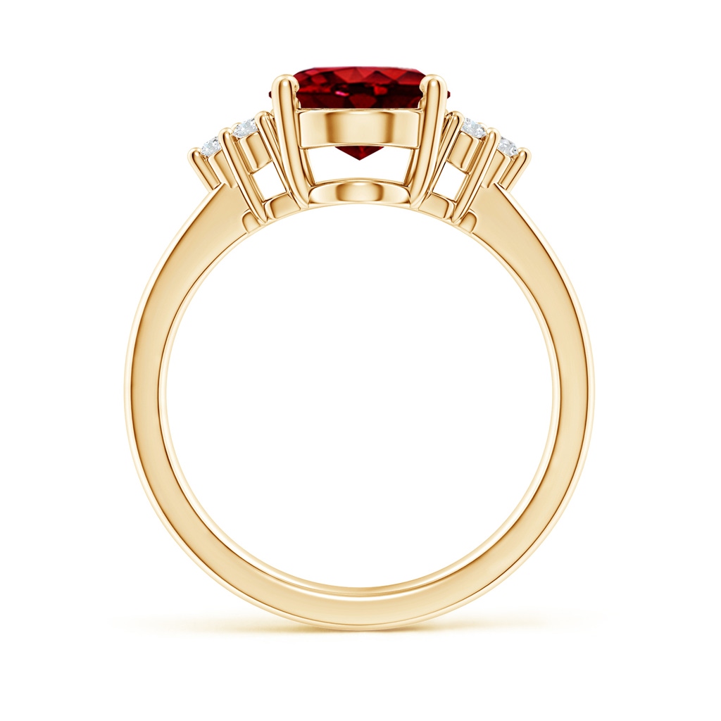 10x8mm AAAA Solitaire Oval Ruby and Diamond Promise Ring in Yellow Gold - side 199