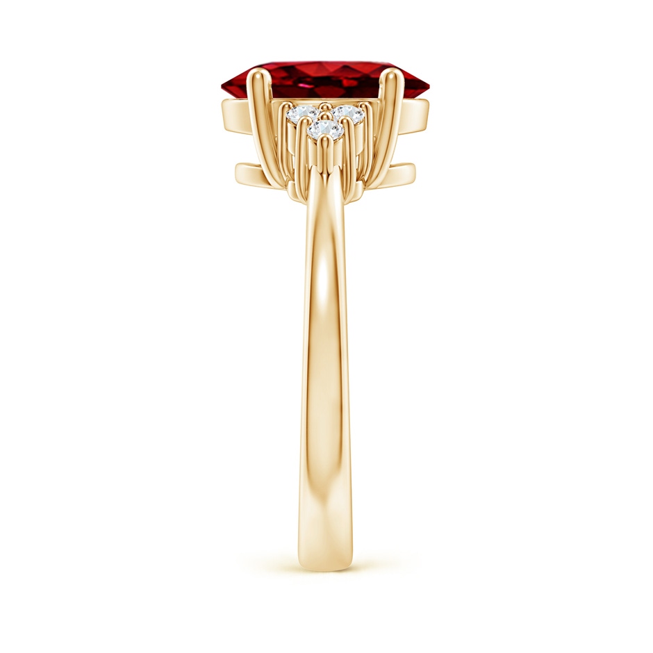 10x8mm AAAA Solitaire Oval Ruby and Diamond Promise Ring in Yellow Gold side 299