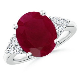 12x10mm A Solitaire Oval Ruby and Diamond Promise Ring in P950 Platinum