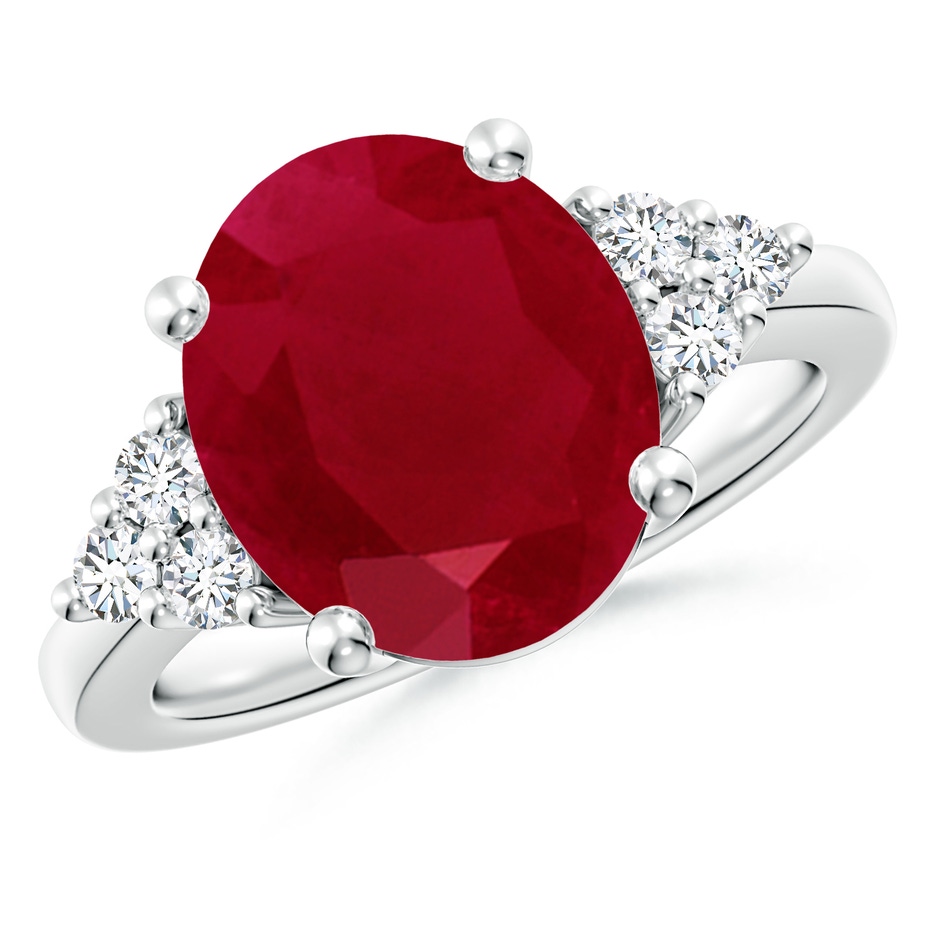 12x10mm AA Solitaire Oval Ruby and Diamond Promise Ring in P950 Platinum 