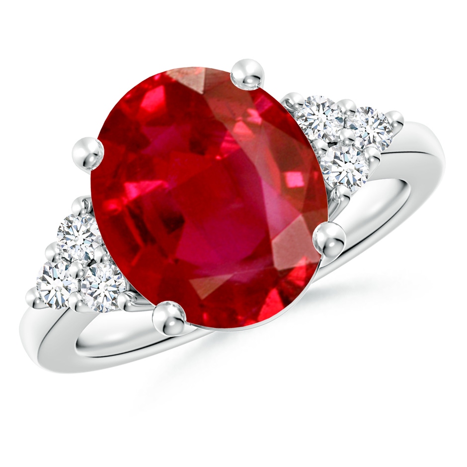 12x10mm AAA Solitaire Oval Ruby and Diamond Promise Ring in P950 Platinum 
