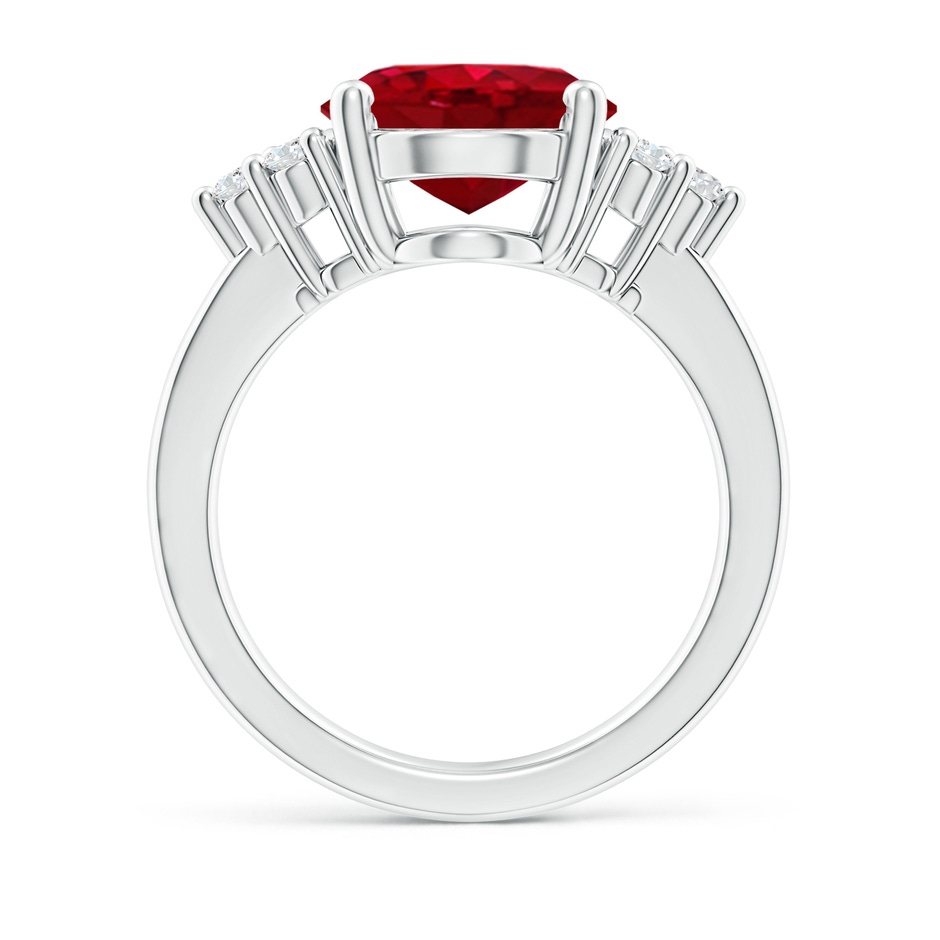 12x10mm AAA Solitaire Oval Ruby and Diamond Promise Ring in P950 Platinum side 199