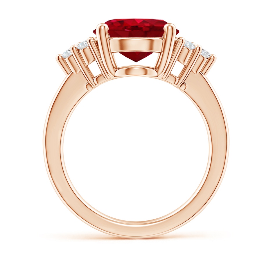 12x10mm AAA Solitaire Oval Ruby and Diamond Promise Ring in Rose Gold side 199
