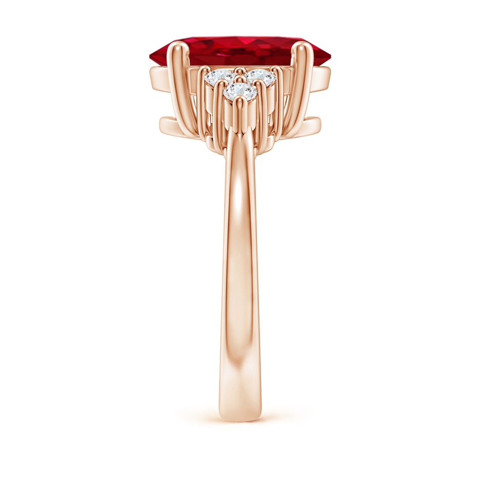 12x10mm AAA Solitaire Oval Ruby and Diamond Promise Ring in Rose Gold side 299