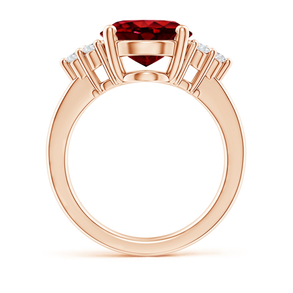 12x10mm AAAA Solitaire Oval Ruby and Diamond Promise Ring in Rose Gold side 199