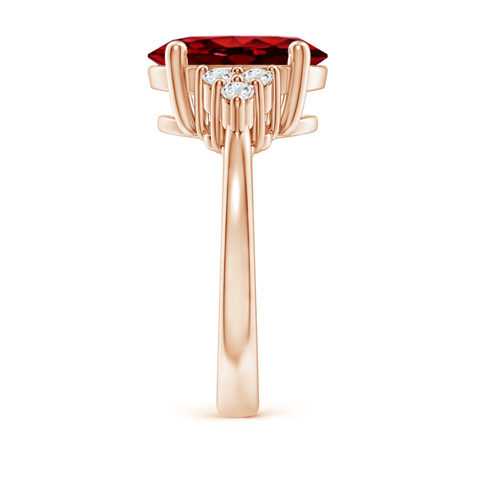 12x10mm AAAA Solitaire Oval Ruby and Diamond Promise Ring in Rose Gold side 299