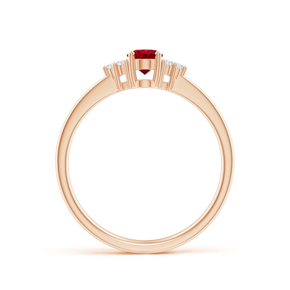 6x4mm AAA Solitaire Oval Ruby and Diamond Promise Ring in Rose Gold side 199