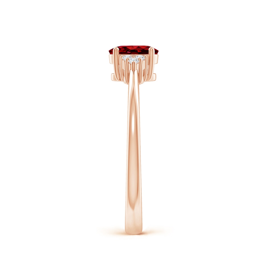 6x4mm AAAA Solitaire Oval Ruby and Diamond Promise Ring in Rose Gold side 299