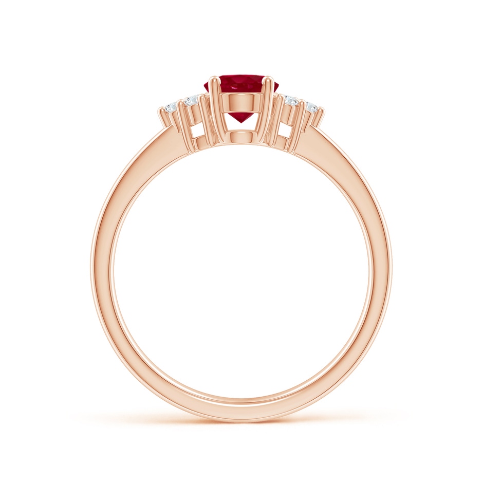 7x5mm AA Solitaire Oval Ruby and Diamond Promise Ring in Rose Gold side 199