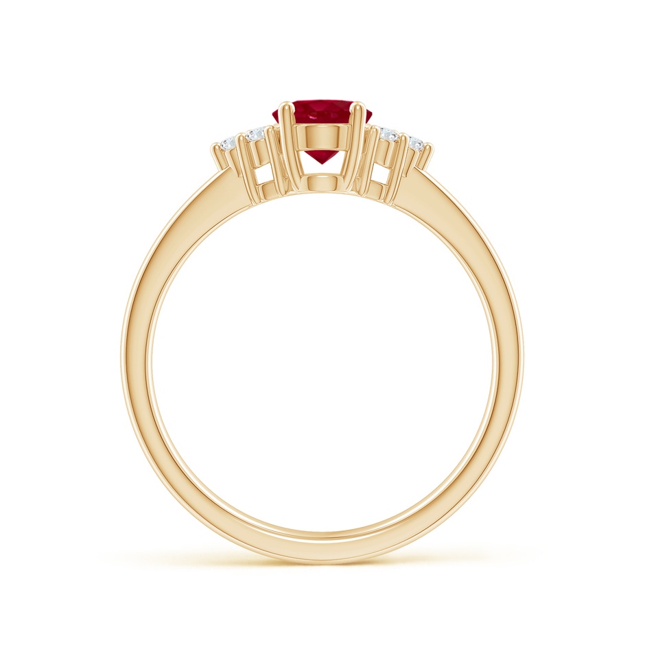 7x5mm AA Solitaire Oval Ruby and Diamond Promise Ring in Yellow Gold side 199