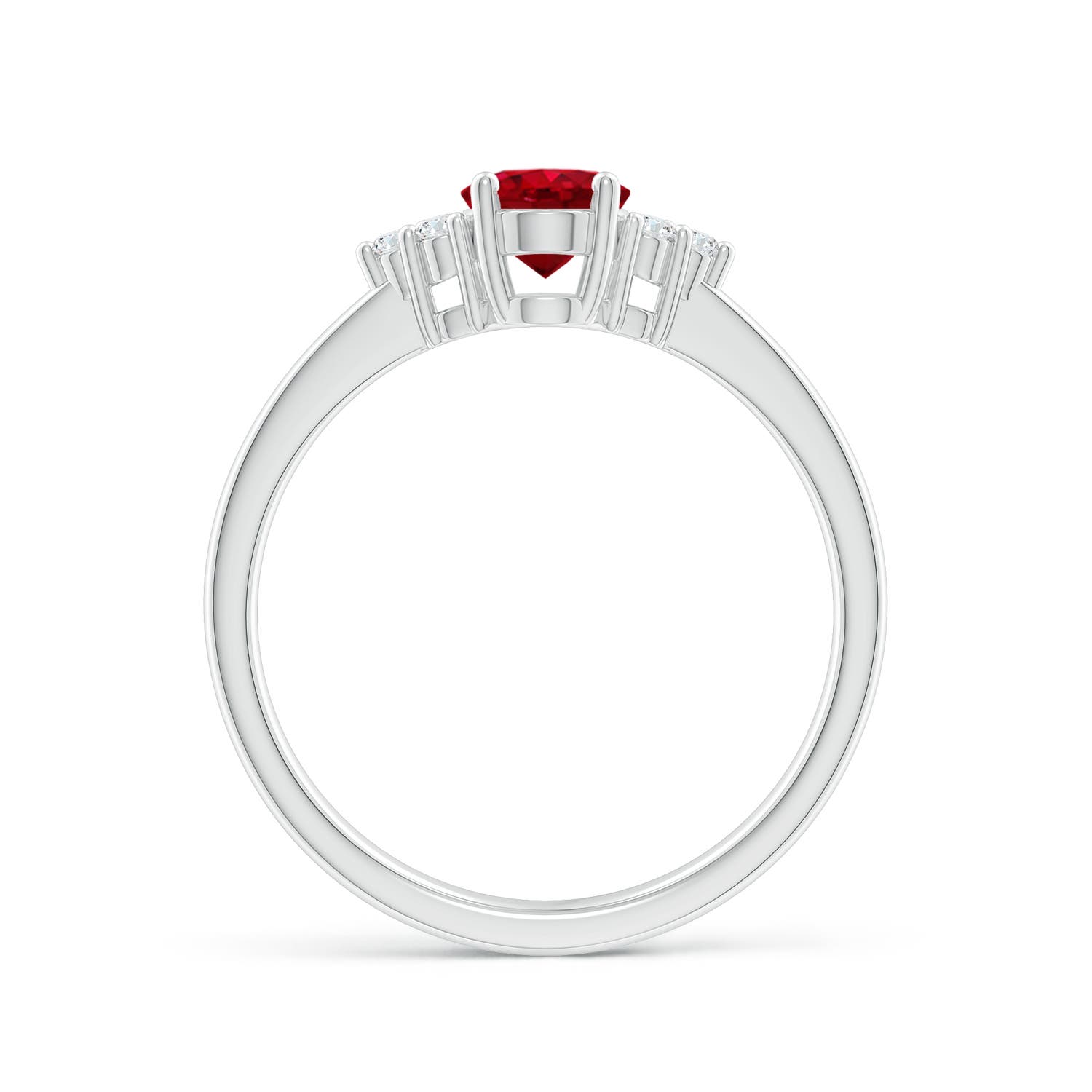 7x5mm AAA Solitaire Oval Ruby and Diamond Promise Ring in White Gold