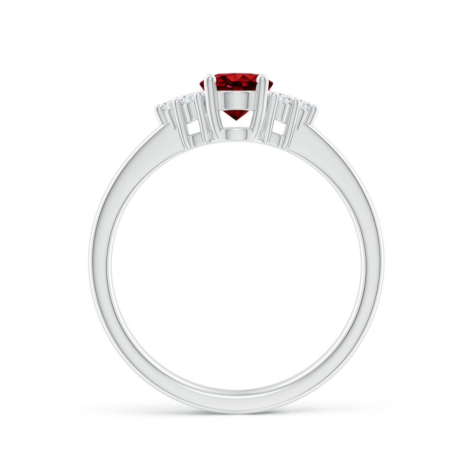 7x5mm AAAA Solitaire Oval Ruby and Diamond Promise Ring in P950 Platinum side 199