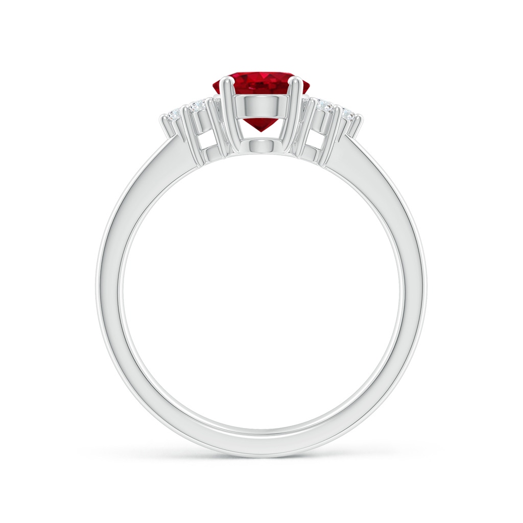 8x6mm AAA Solitaire Oval Ruby and Diamond Promise Ring in White Gold - side 199
