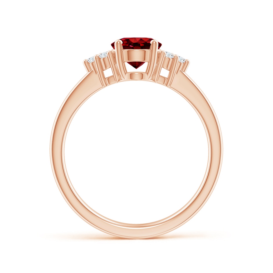 8x6mm AAAA Solitaire Oval Ruby and Diamond Promise Ring in Rose Gold side 199