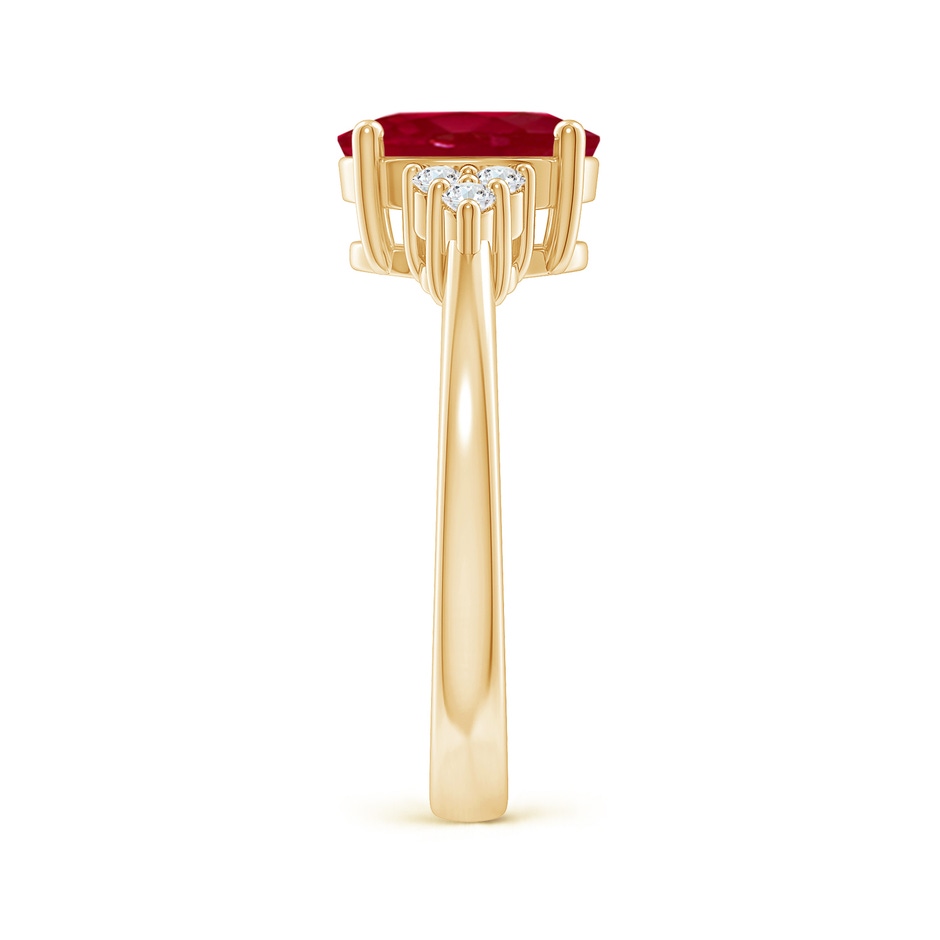 9x7mm AA Solitaire Oval Ruby and Diamond Promise Ring in Yellow Gold side 299