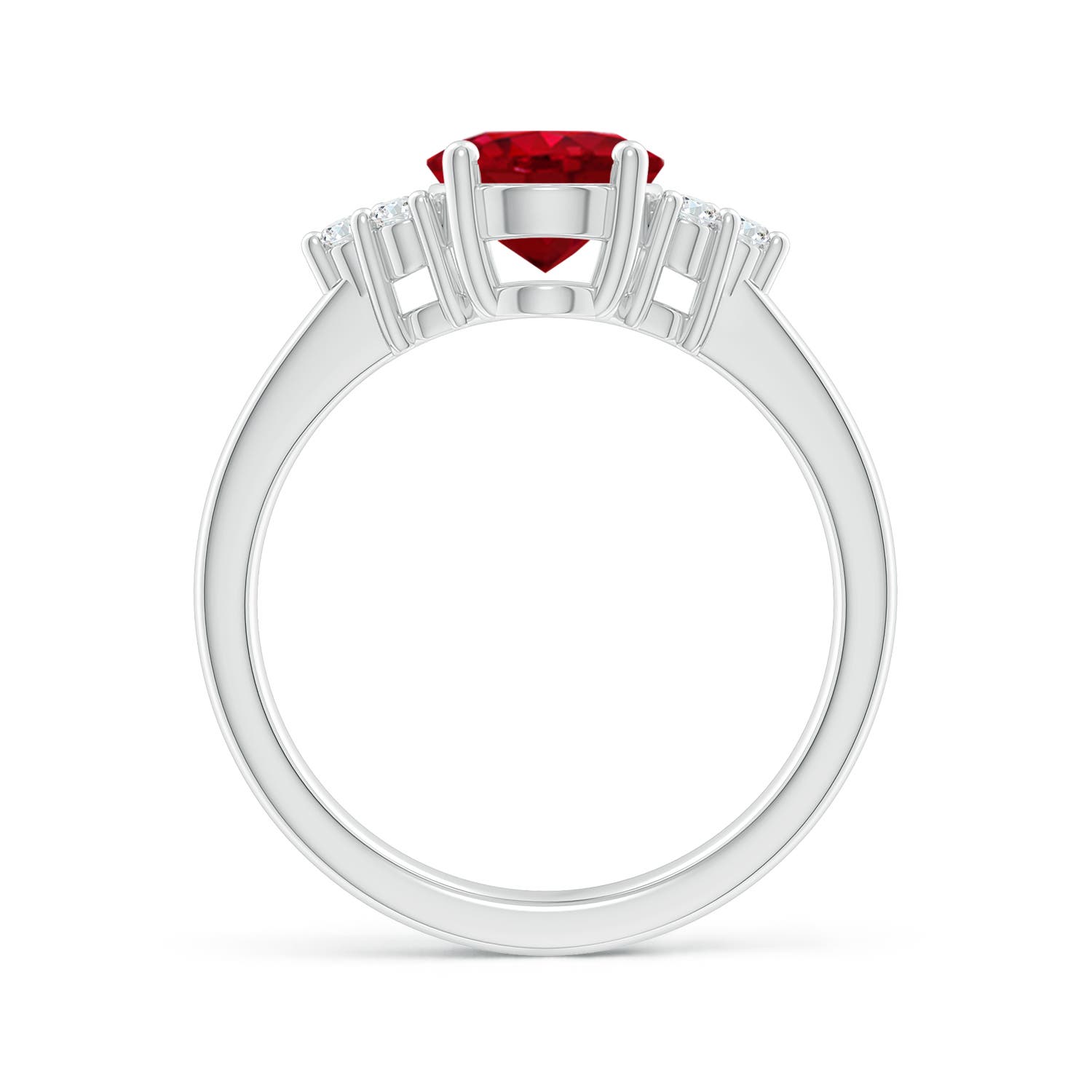 9x7mm AAA Solitaire Oval Ruby and Diamond Promise Ring in P950 Platinum