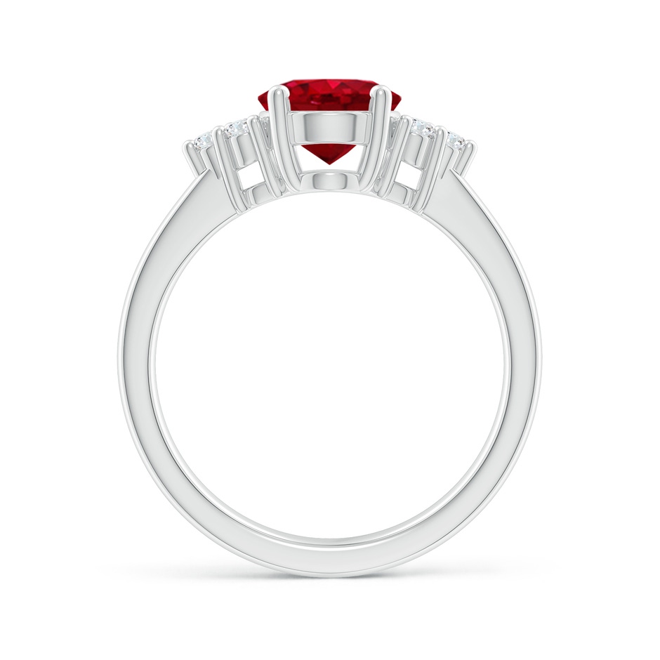 9x7mm AAA Solitaire Oval Ruby and Diamond Promise Ring in P950 Platinum side 199