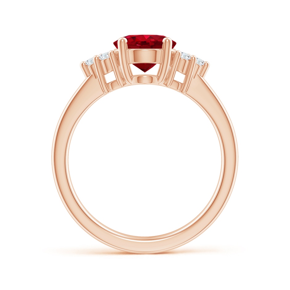9x7mm AAA Solitaire Oval Ruby and Diamond Promise Ring in Rose Gold side 199