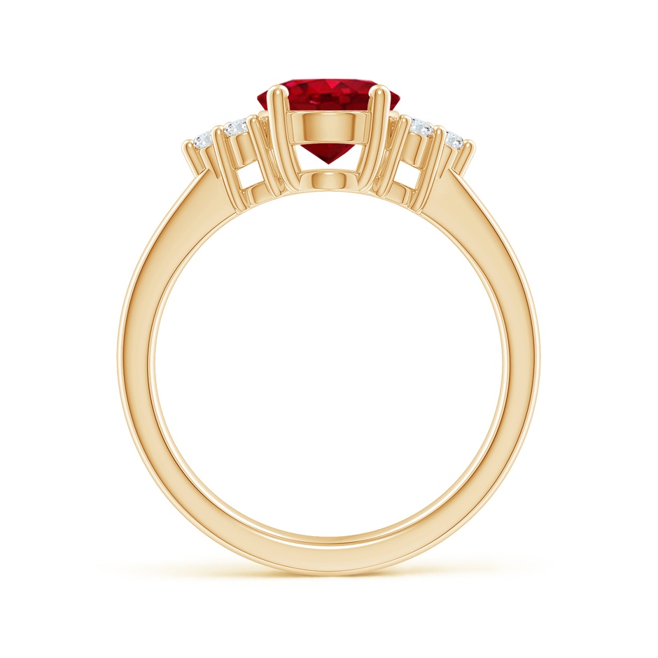 9x7mm AAA Solitaire Oval Ruby and Diamond Promise Ring in Yellow Gold side 199