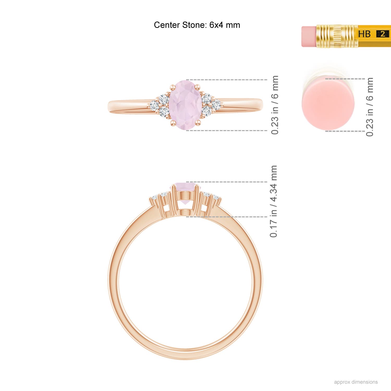 A - Rose Quartz / 0.44 CT / 14 KT Rose Gold