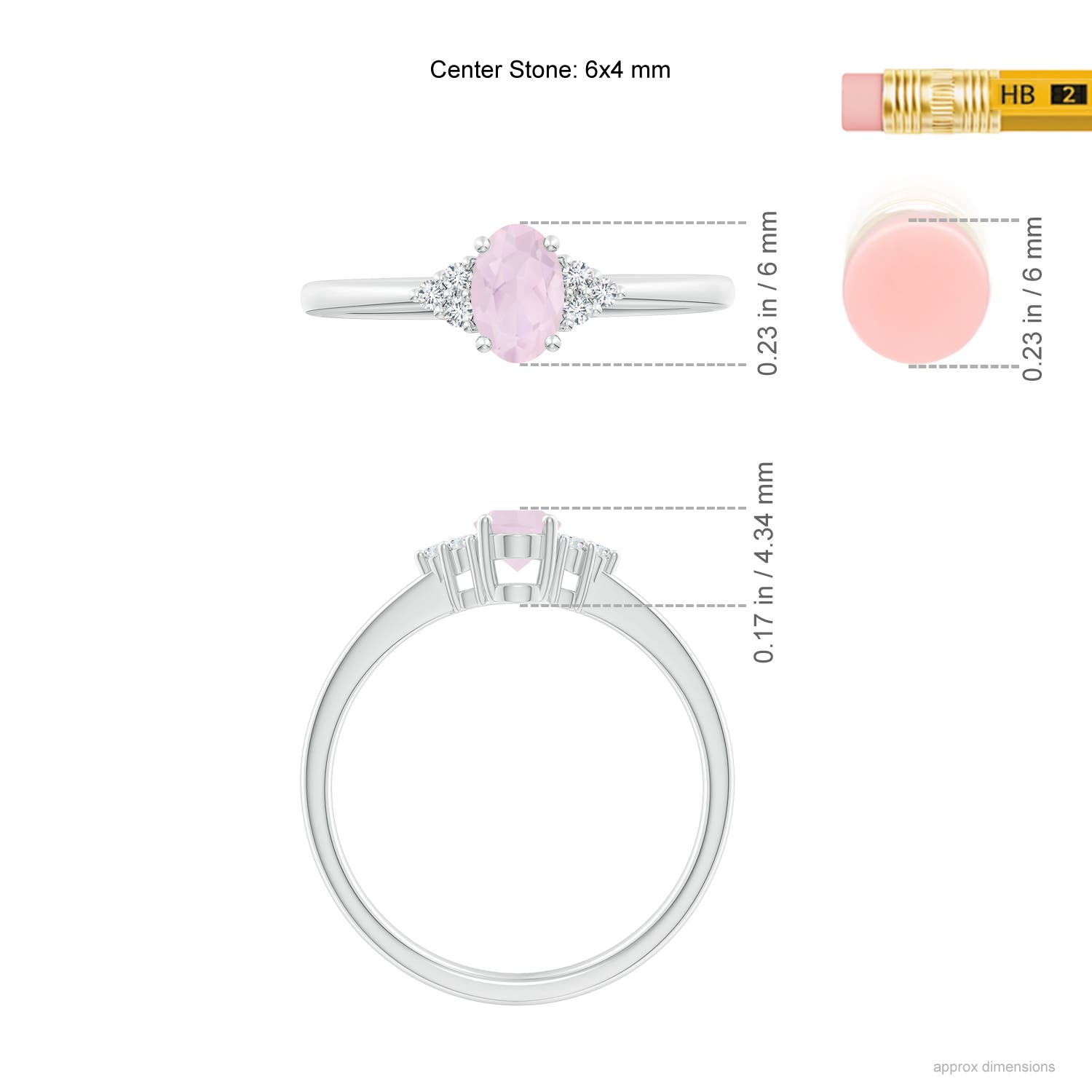 A - Rose Quartz / 0.44 CT / 14 KT White Gold