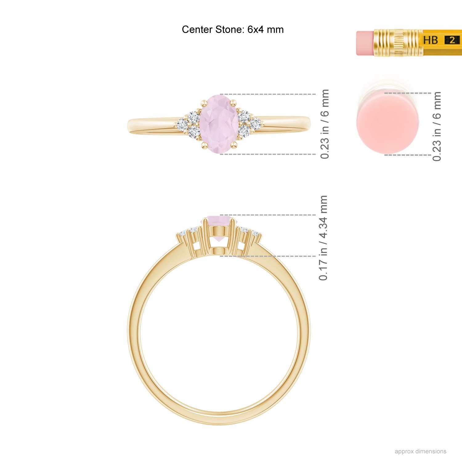 A - Rose Quartz / 0.44 CT / 14 KT Yellow Gold