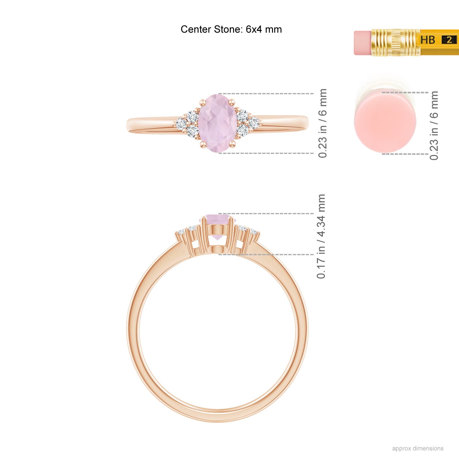 AA - Rose Quartz / 0.44 CT / 14 KT Rose Gold