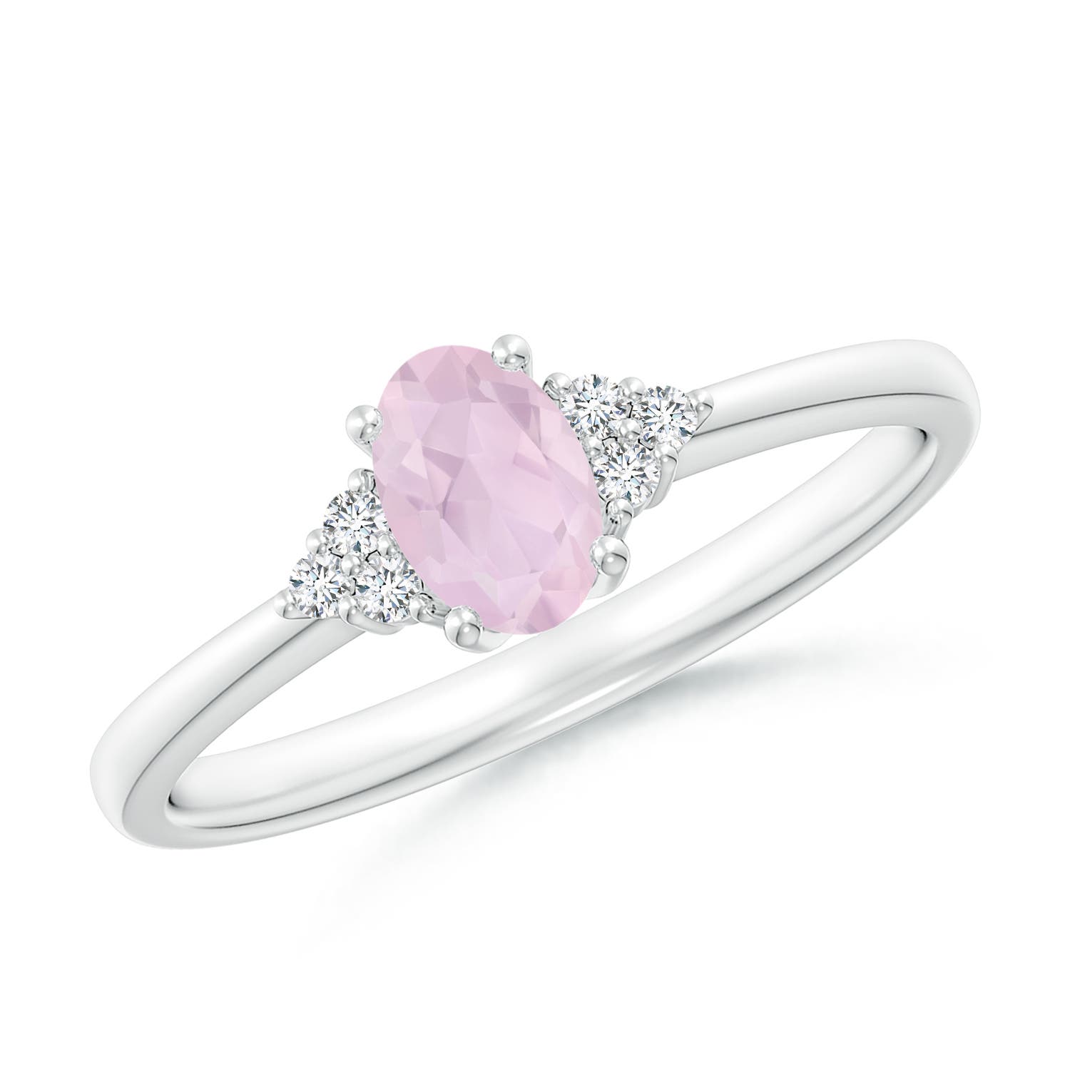 AA - Rose Quartz / 0.44 CT / 14 KT White Gold