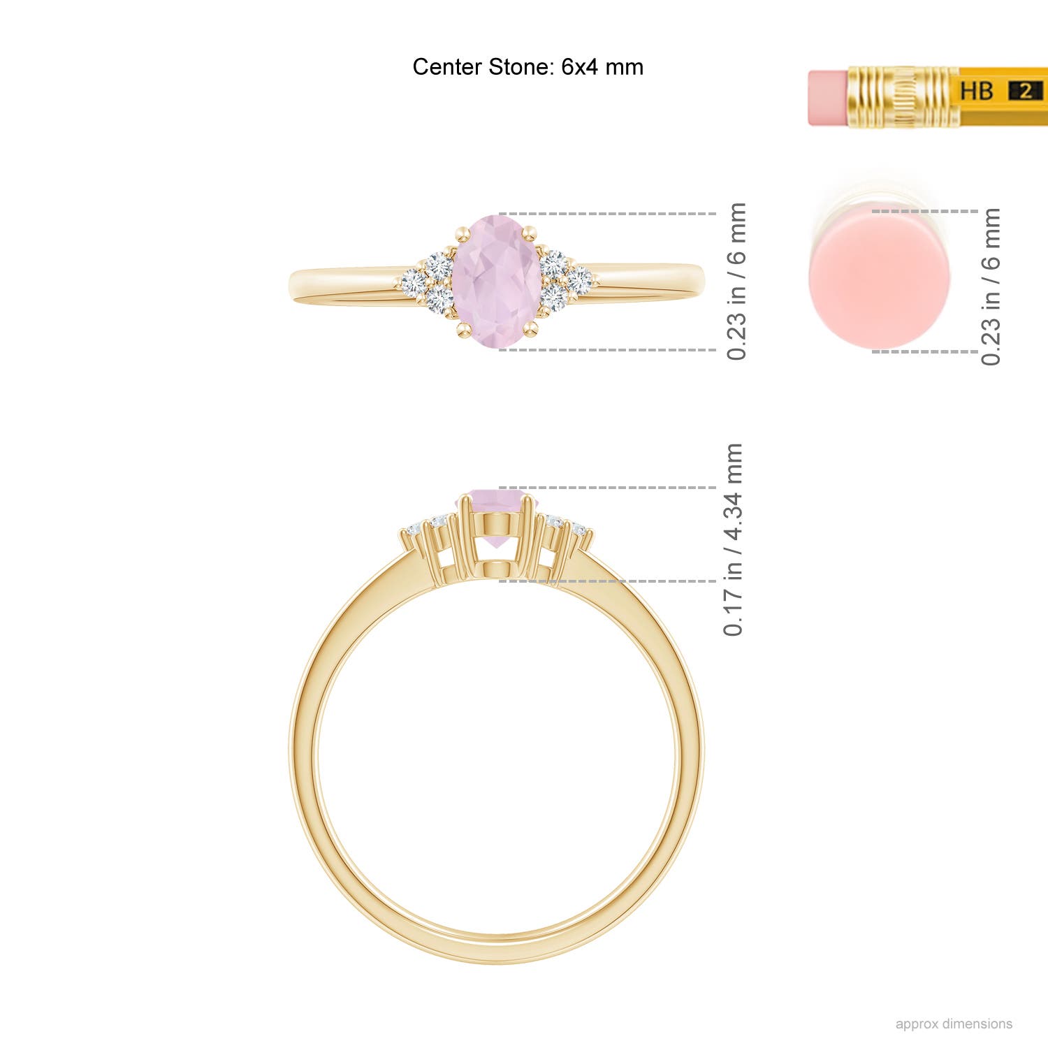 AA - Rose Quartz / 0.44 CT / 14 KT Yellow Gold