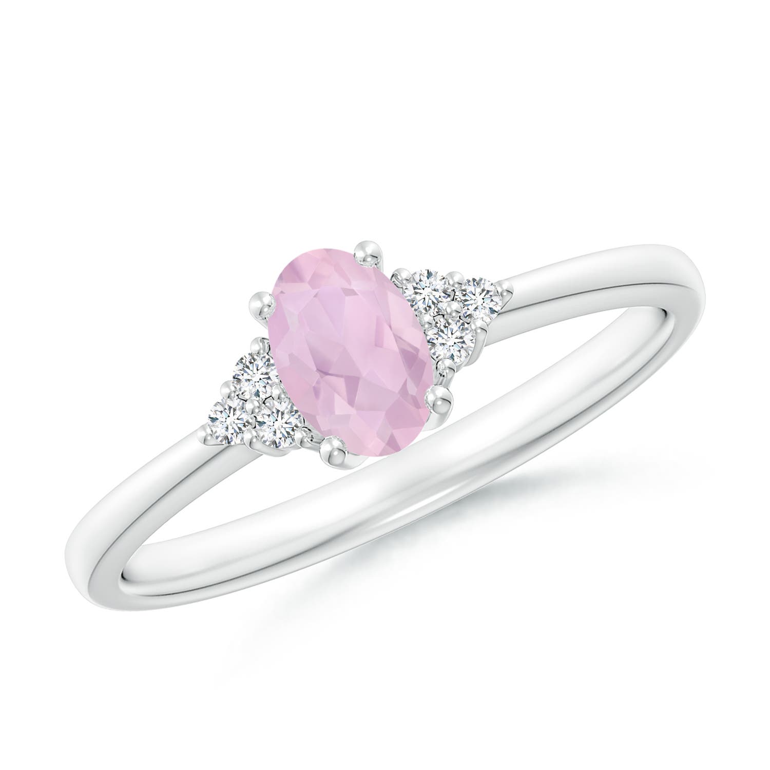 AAA - Rose Quartz / 0.44 CT / 14 KT White Gold