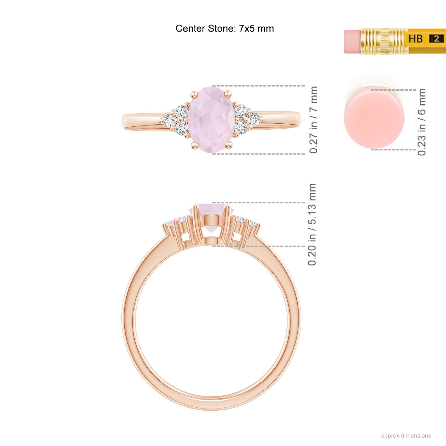 A - Rose Quartz / 0.78 CT / 14 KT Rose Gold