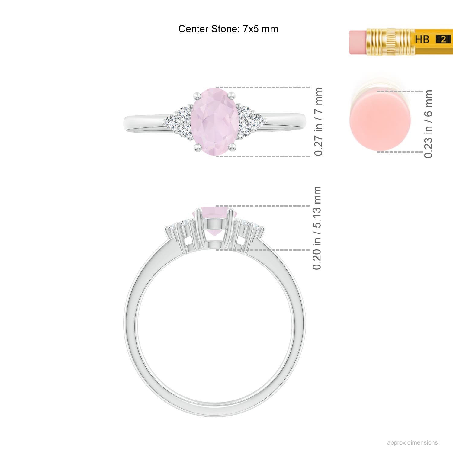 A - Rose Quartz / 0.78 CT / 14 KT White Gold