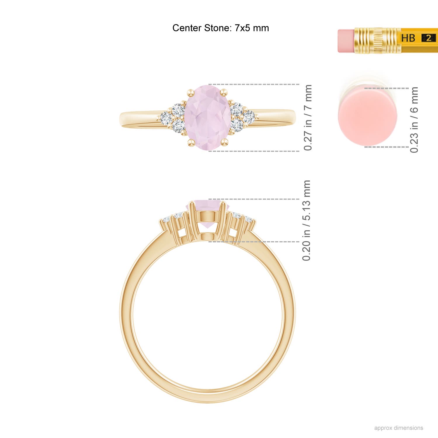 A - Rose Quartz / 0.78 CT / 14 KT Yellow Gold