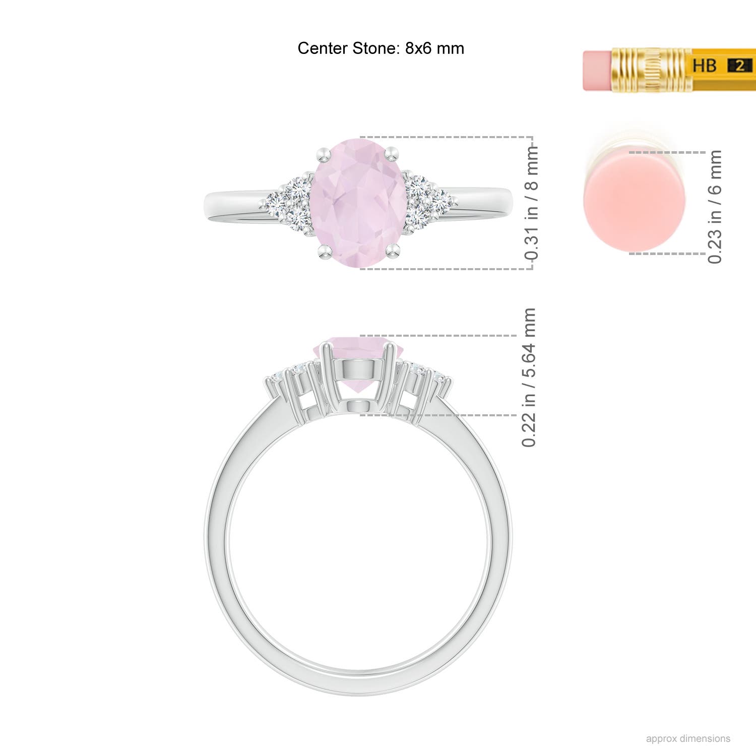 A - Rose Quartz / 1.11 CT / 14 KT White Gold