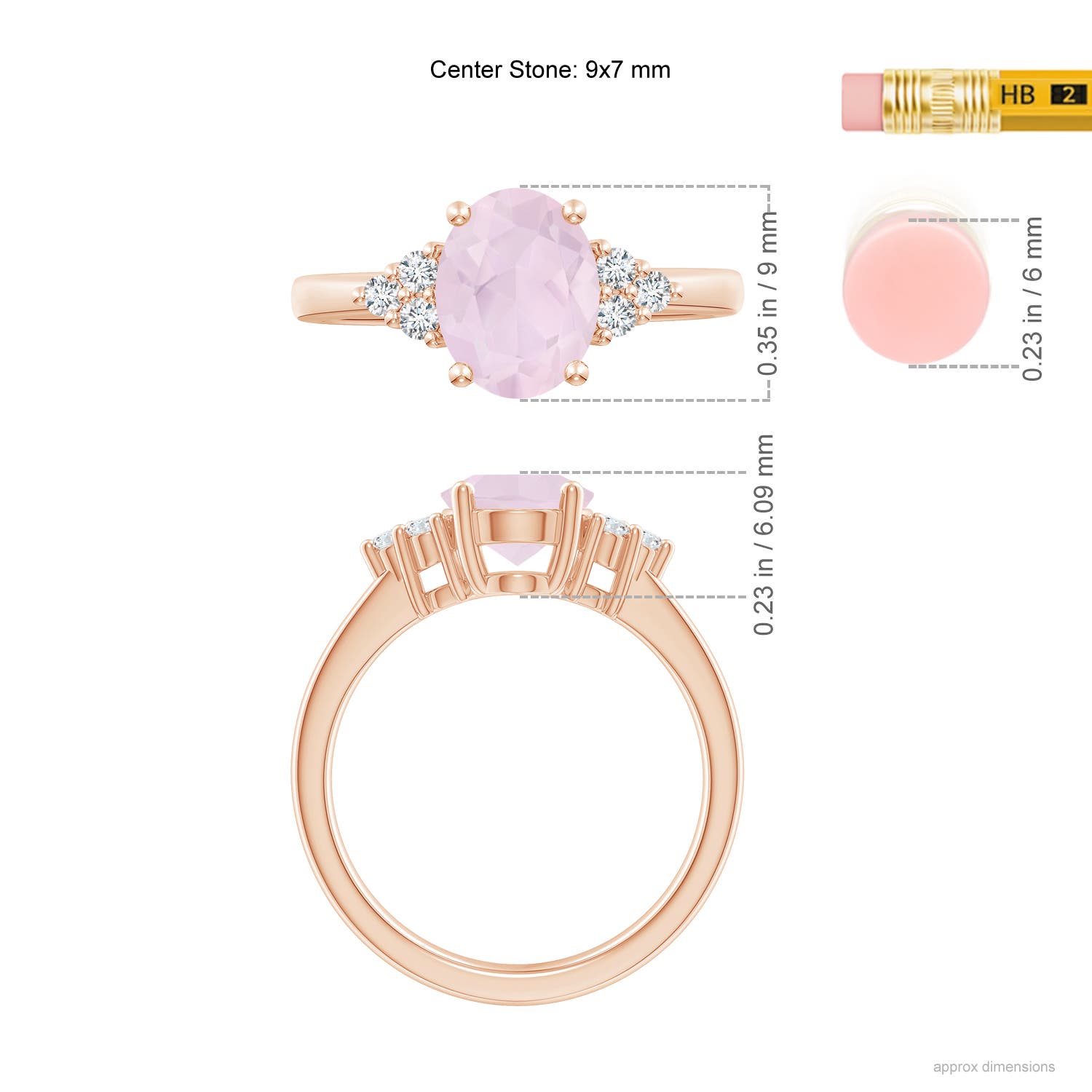 A - Rose Quartz / 1.67 CT / 14 KT Rose Gold