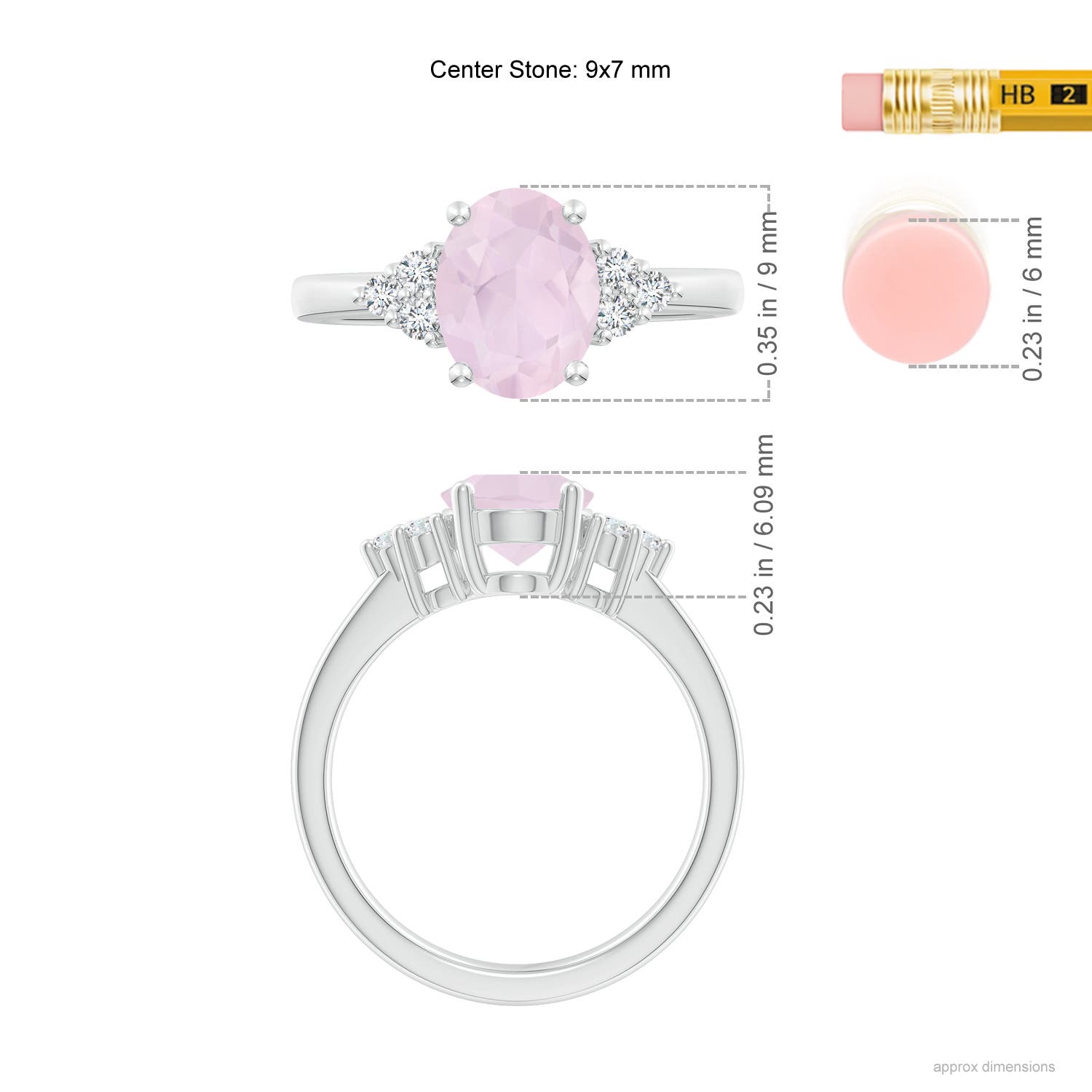 A - Rose Quartz / 1.67 CT / 14 KT White Gold