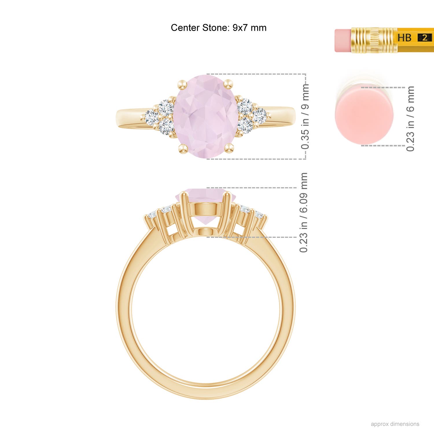 A - Rose Quartz / 1.67 CT / 14 KT Yellow Gold