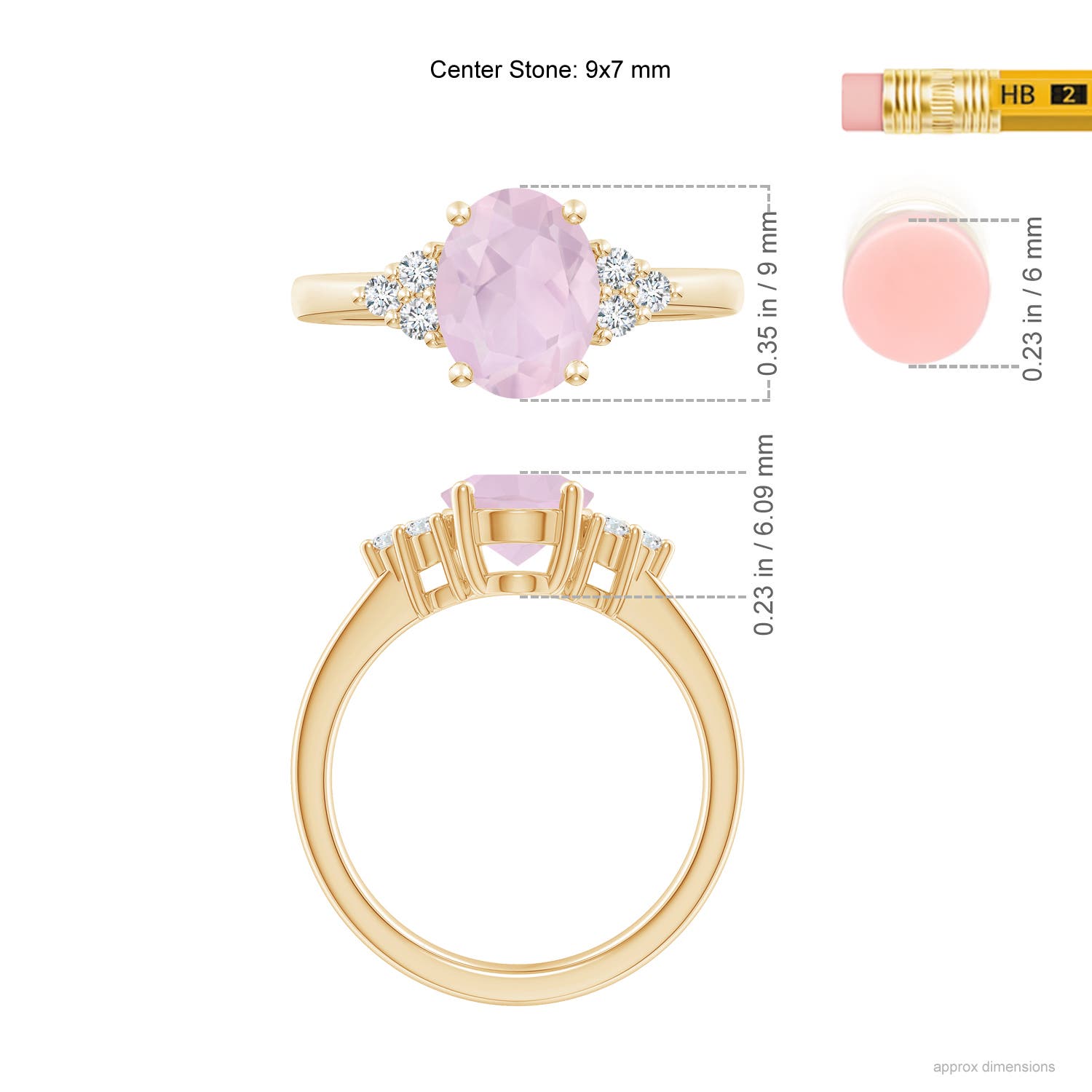 AA - Rose Quartz / 1.67 CT / 14 KT Yellow Gold