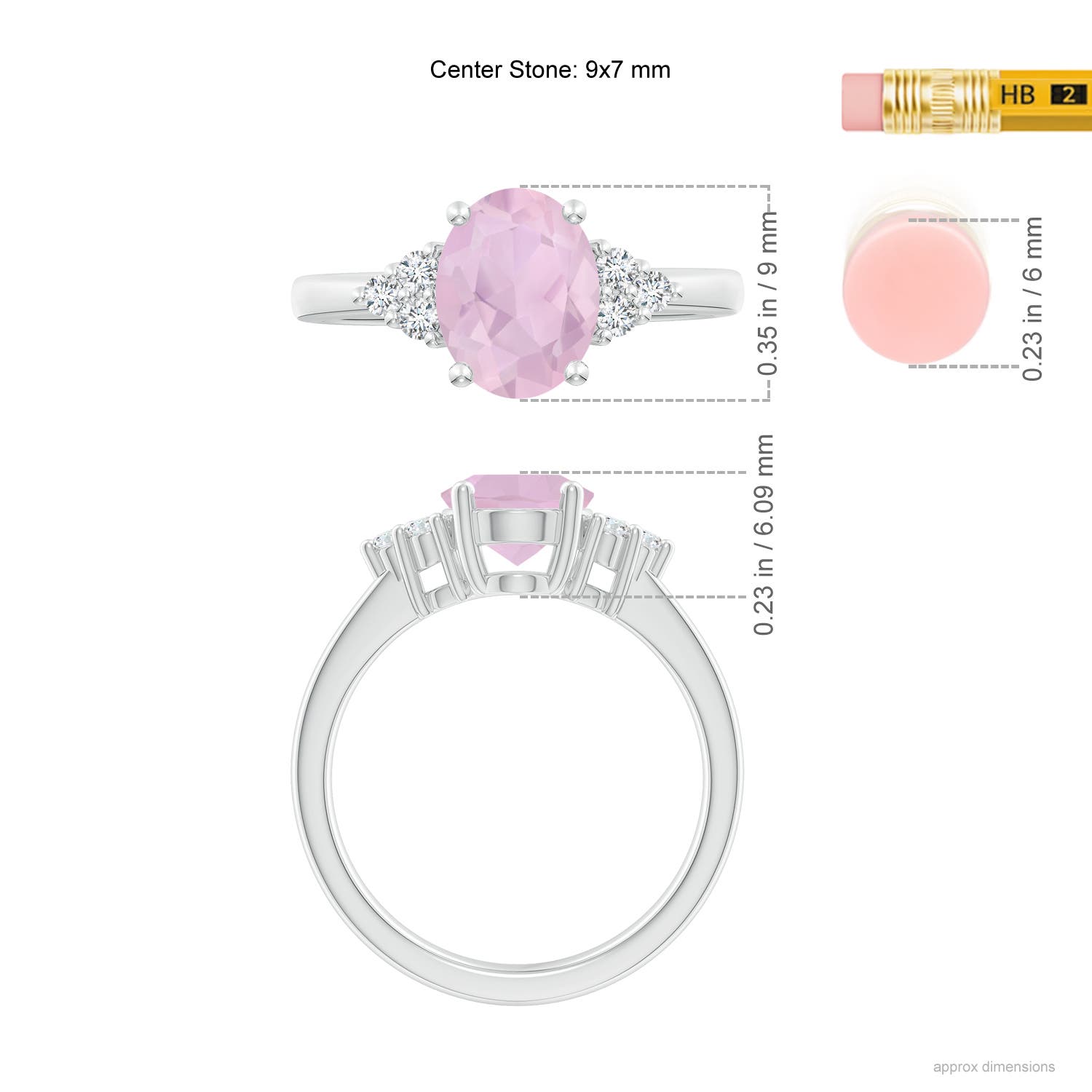 AAA - Rose Quartz / 1.67 CT / 14 KT White Gold