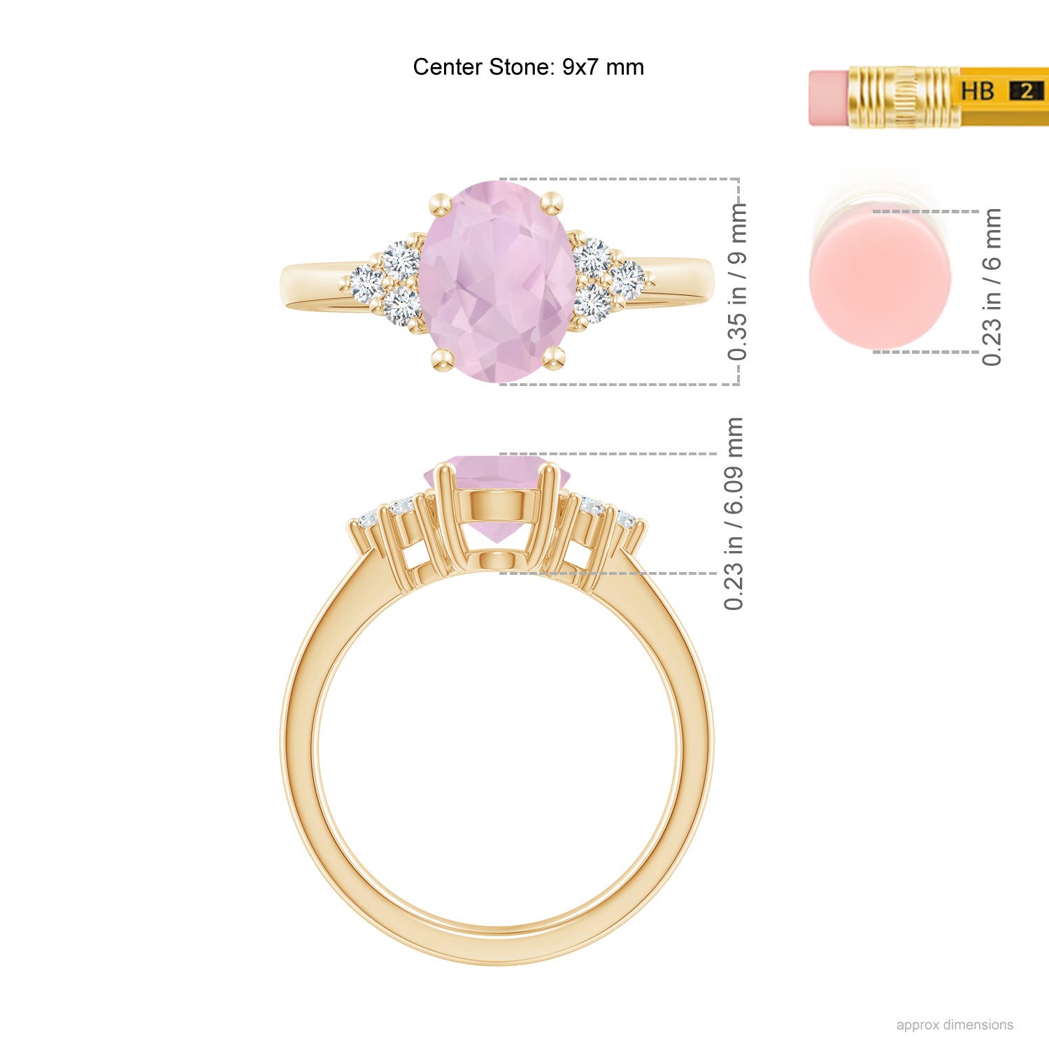 AAA - Rose Quartz / 1.67 CT / 14 KT Yellow Gold