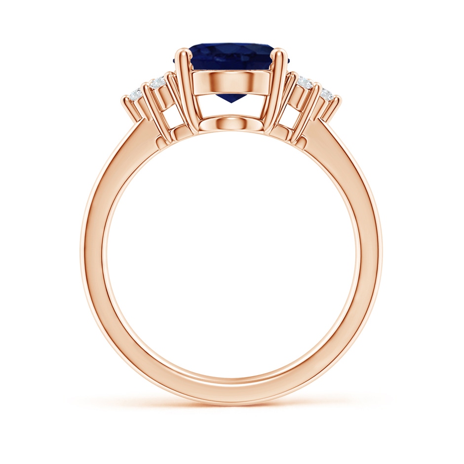 10x8mm A Solitaire Oval Blue Sapphire and Diamond Promise Ring in Rose Gold side 199