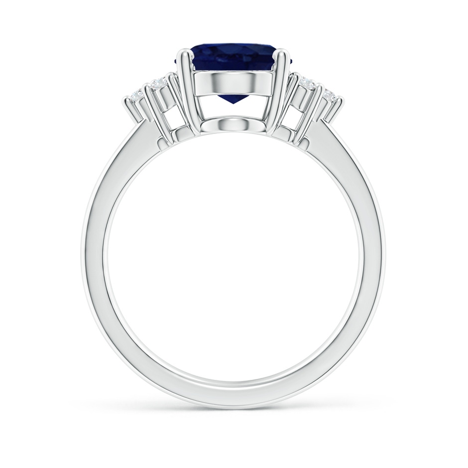 10x8mm A Solitaire Oval Blue Sapphire and Diamond Promise Ring in White Gold side 199