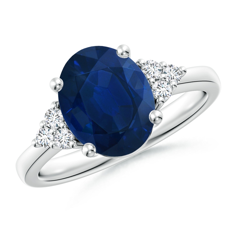 10x8mm AA Solitaire Oval Blue Sapphire and Diamond Promise Ring in P950 Platinum 